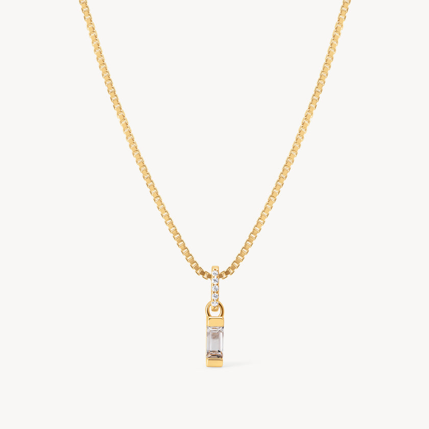 April Gold Birthstone Baguette Necklace