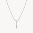 April Silver Birthstone Baguette Necklace