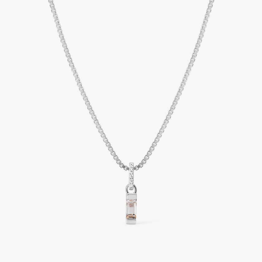 April Silver Birthstone Baguette Necklace