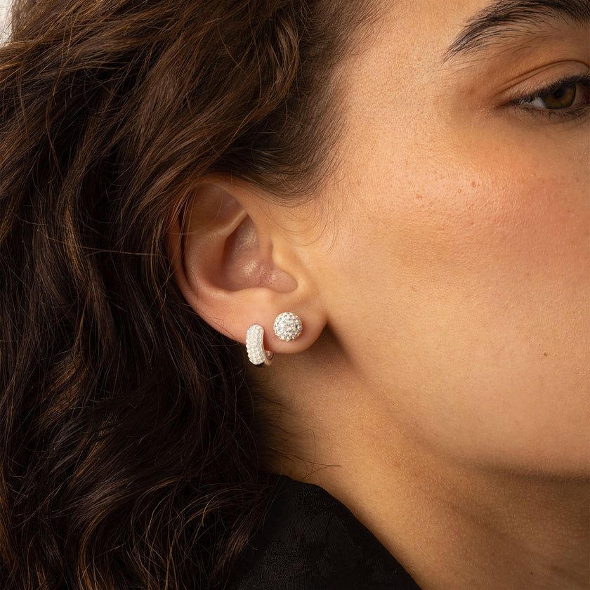 April 8mm Birthstone Sparkle Ball™ Stud Earrings on model