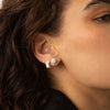 April 8mm Birthstone Sparkle Ball™ Stud Earrings on model