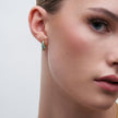 Inside-Out Huggie Hoop Earrings Aqua on model