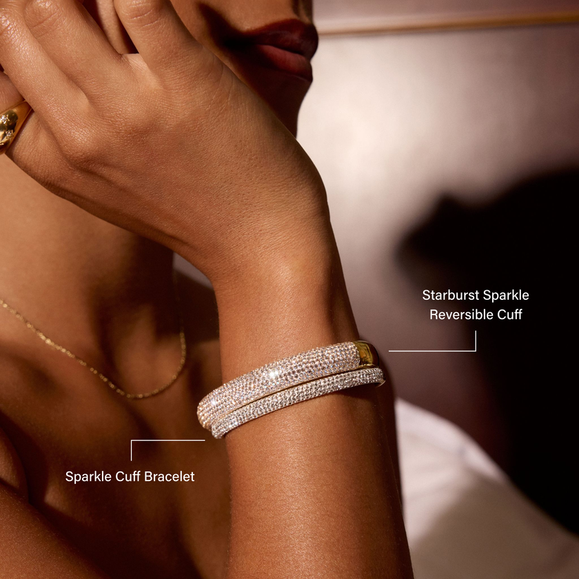 Sparkle Cuff Bracelet in Soft Gold on model