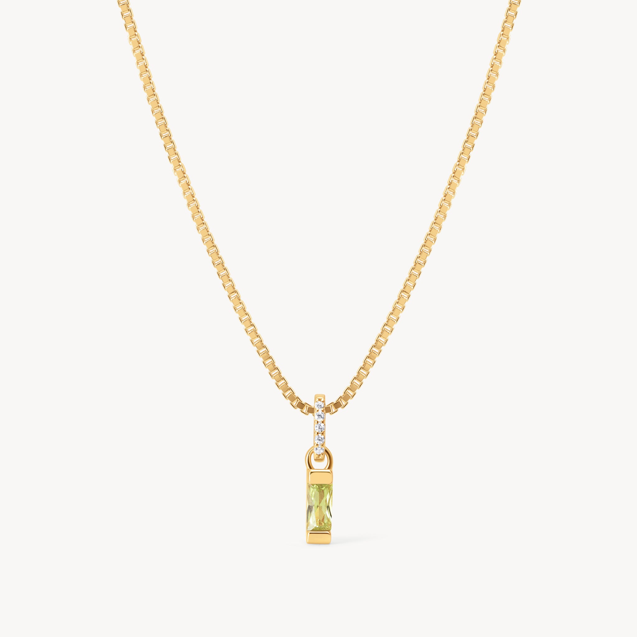 August Gold Birthstone Baguette Necklace