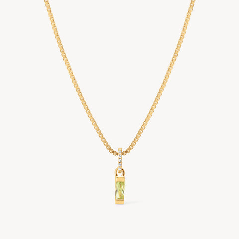August Gold Birthstone Baguette Necklace