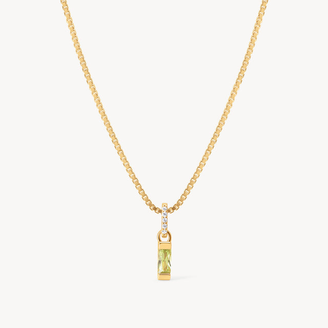August Gold Birthstone Baguette Necklace