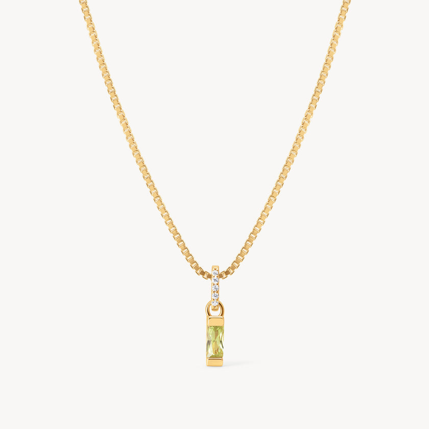August Gold Birthstone Baguette Necklace