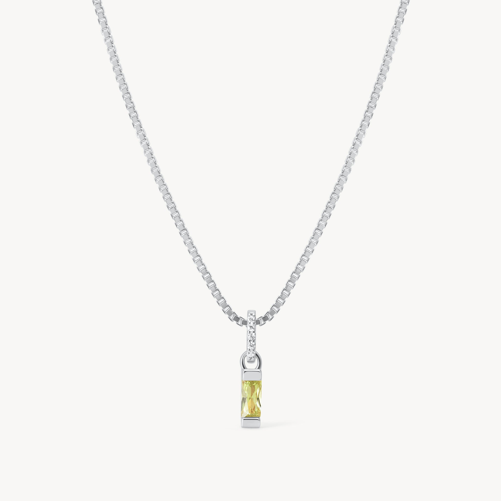 August Silver Birthstone Baguette Necklace