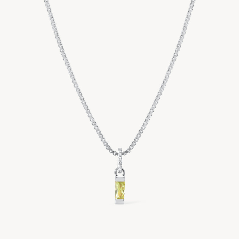 August Silver Birthstone Baguette Necklace