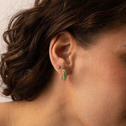 Peridot Sparkle Hoops — Small on model