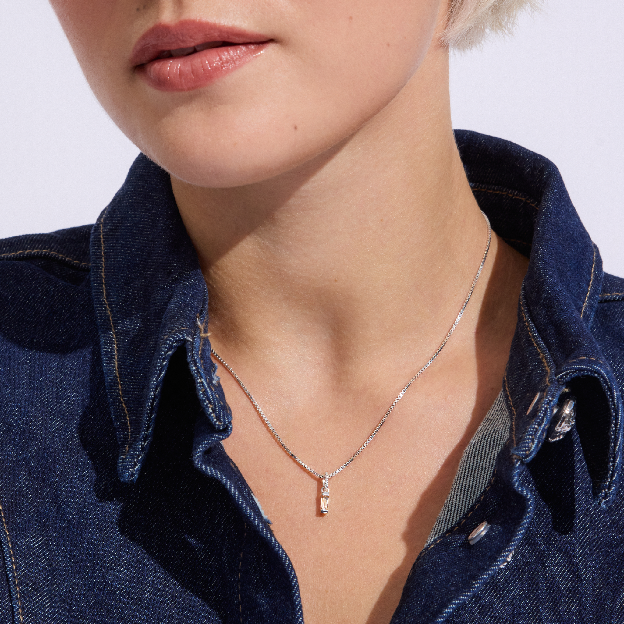 Sterling Silver Birthstone Baguette Charm