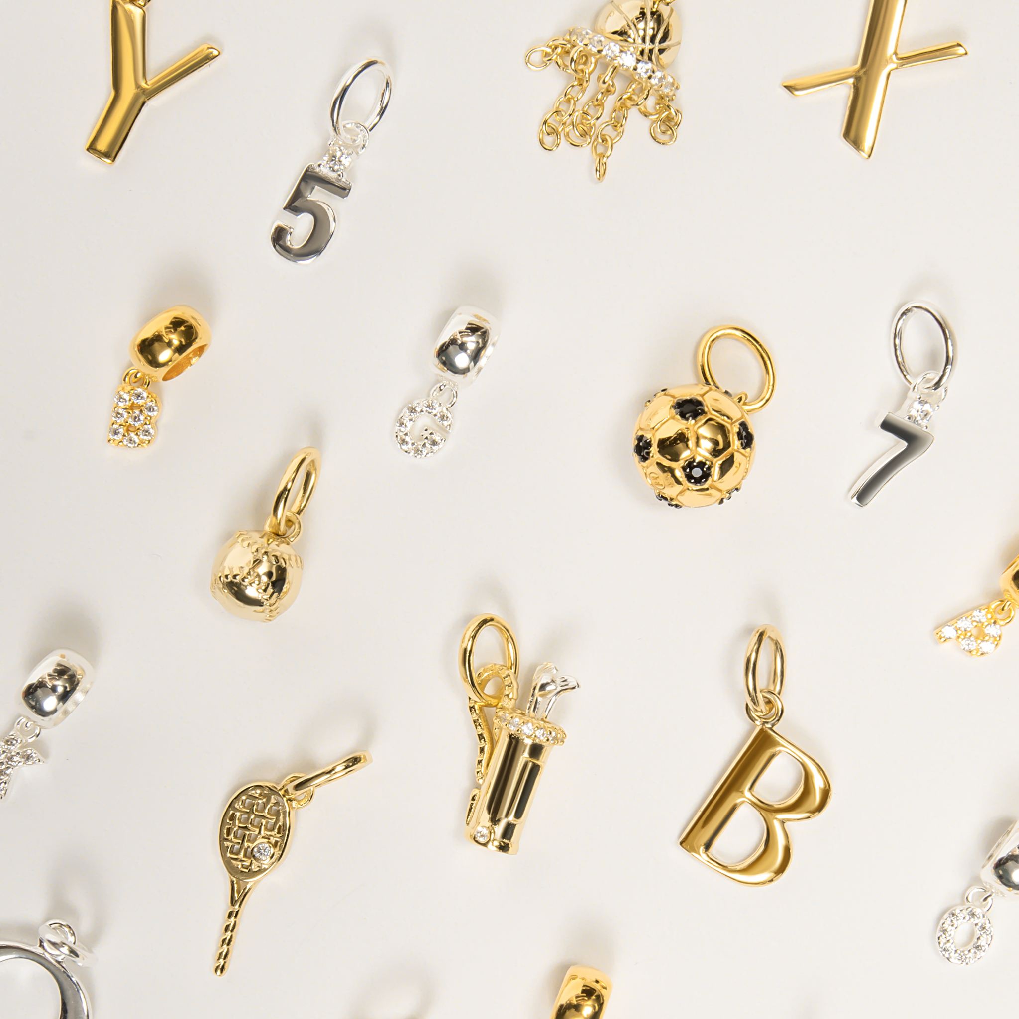 Sports Charms, Letter Charms, and Number Charms