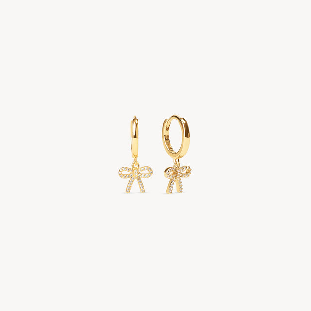 Baby Bow Hoop Earrings Gold