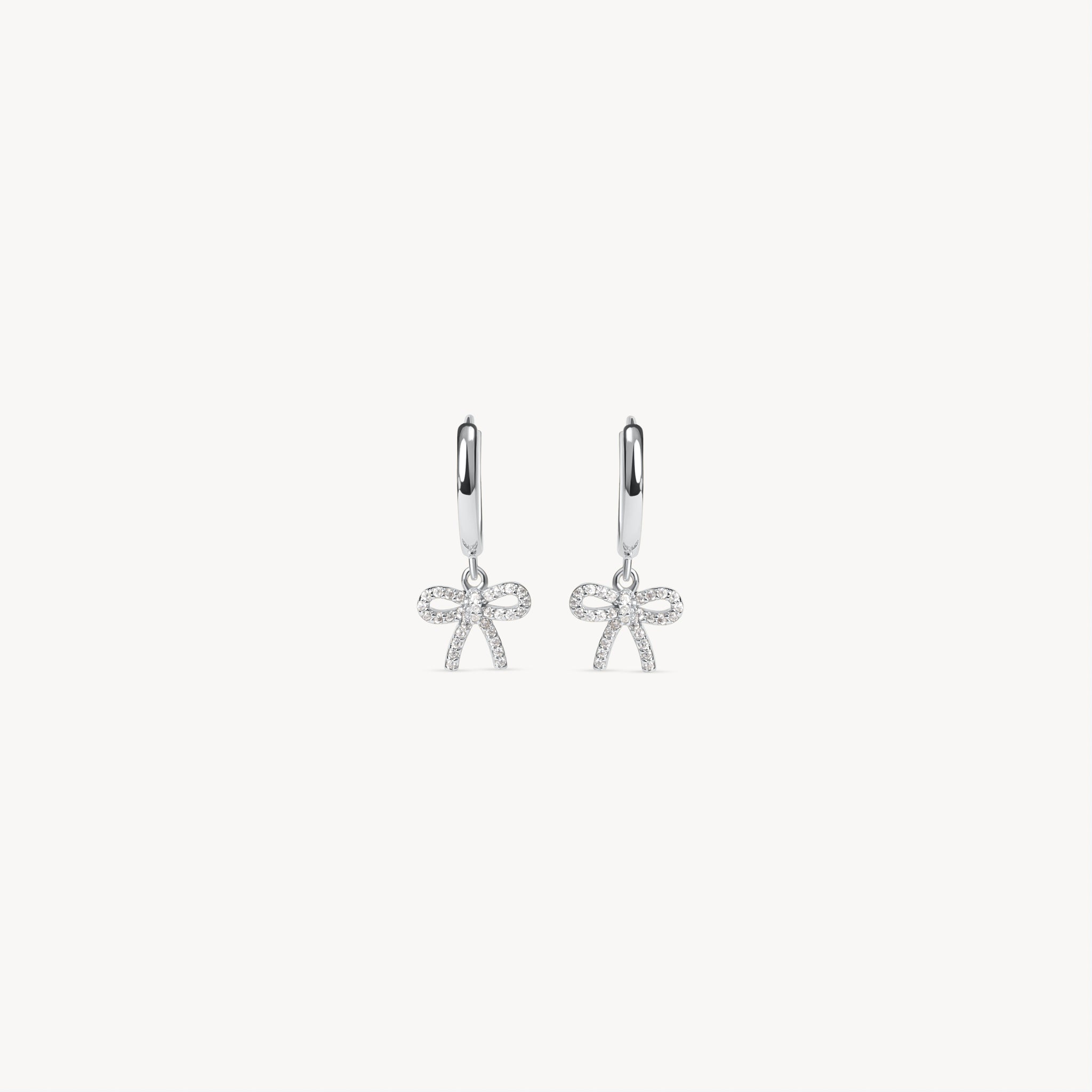 Baby Bow Hoop Earrings Silver