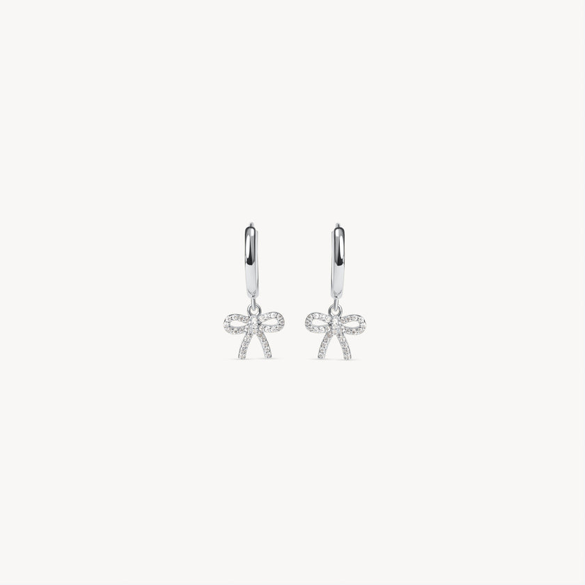 Baby Bow Hoop Earrings Silver