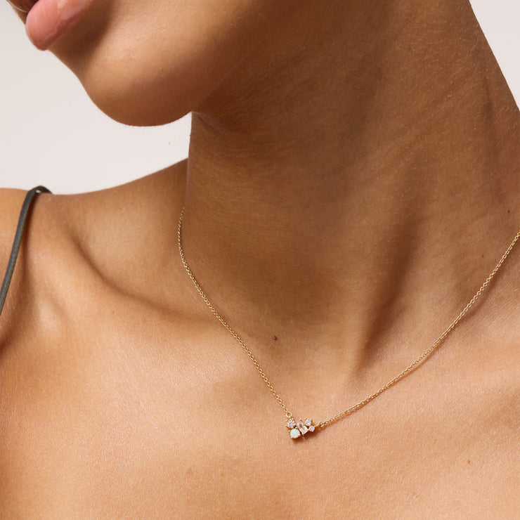Baguette Opal Cluster Necklace on model