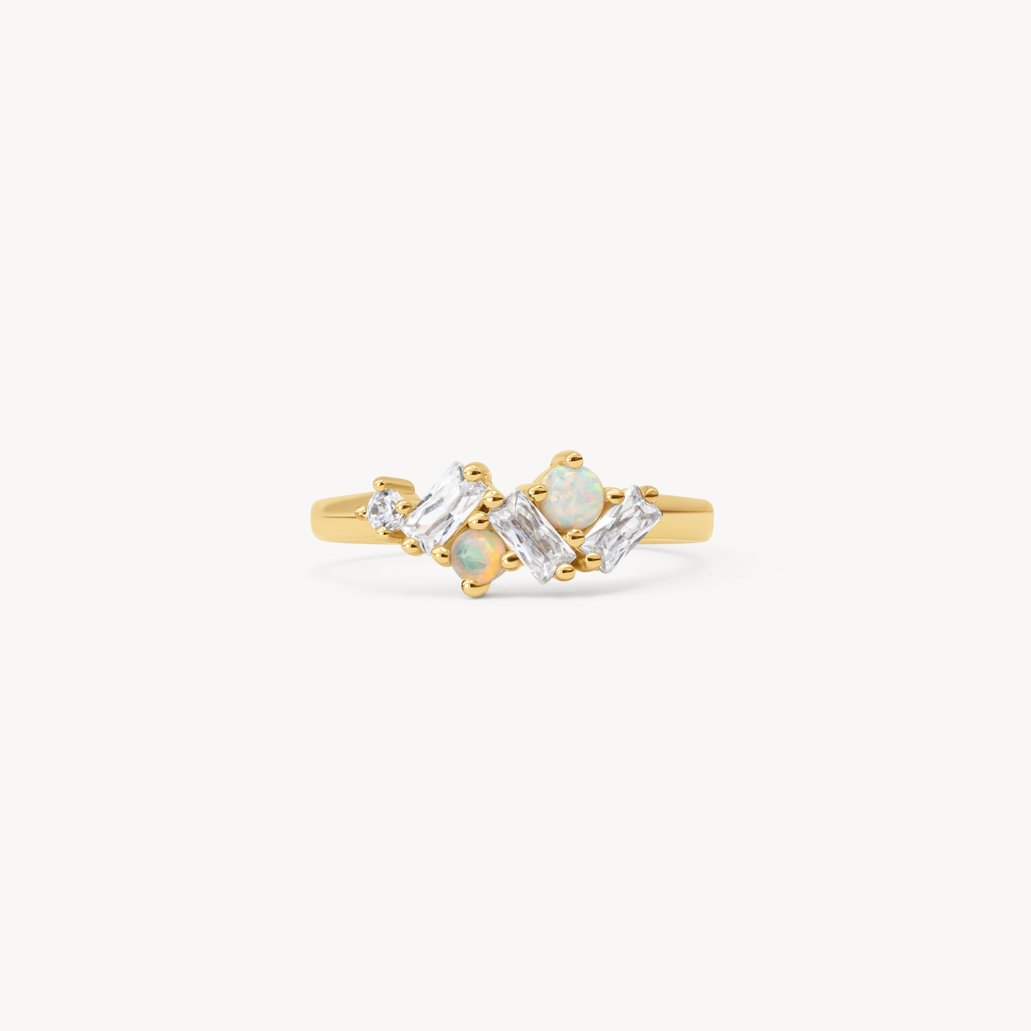 Baguette Opal Cluster Stacking Ring