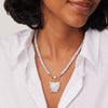 Blue Lace Agate Charm Necklace with Carabiner on model