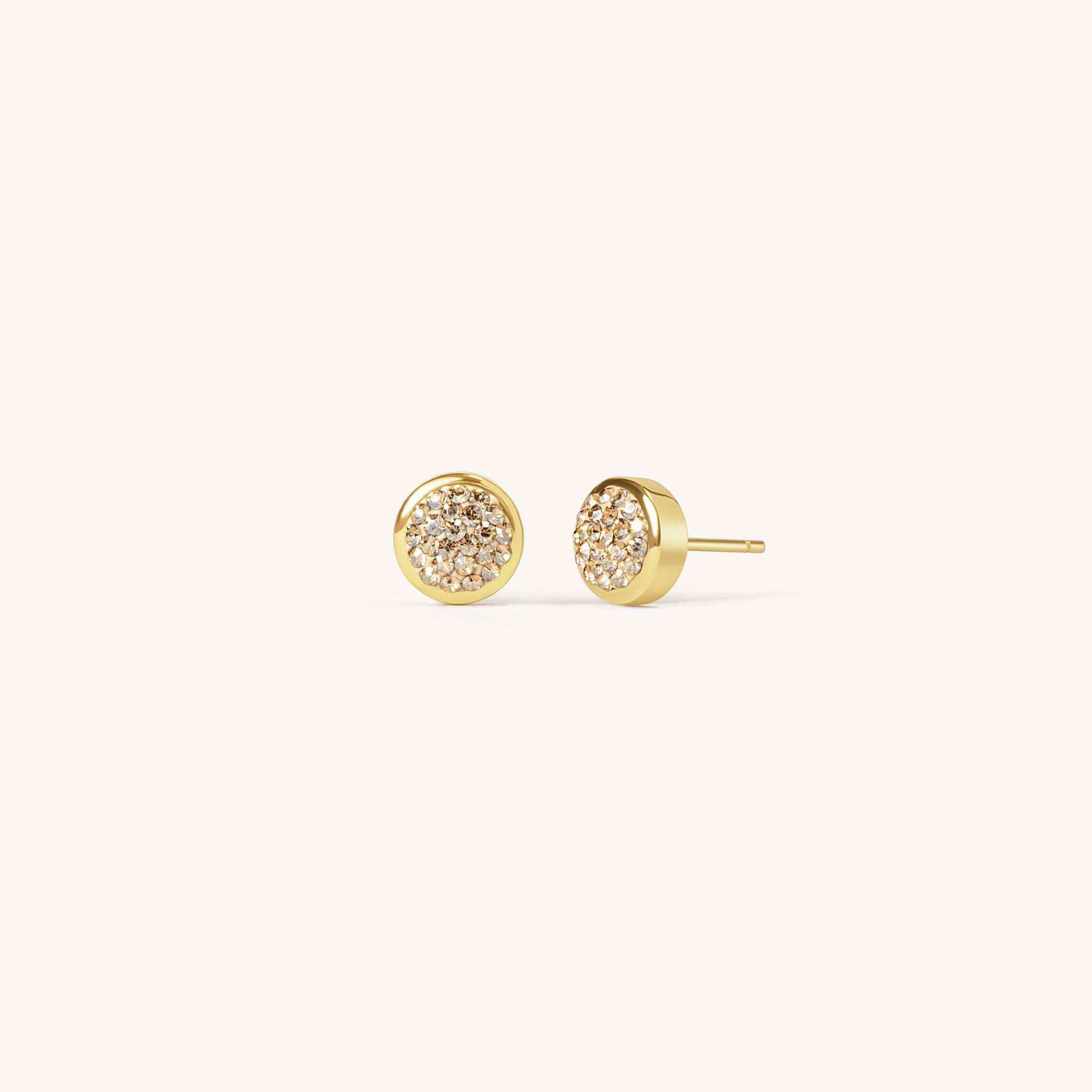 Soft Gold Sparkle Bezel Stud Earrings