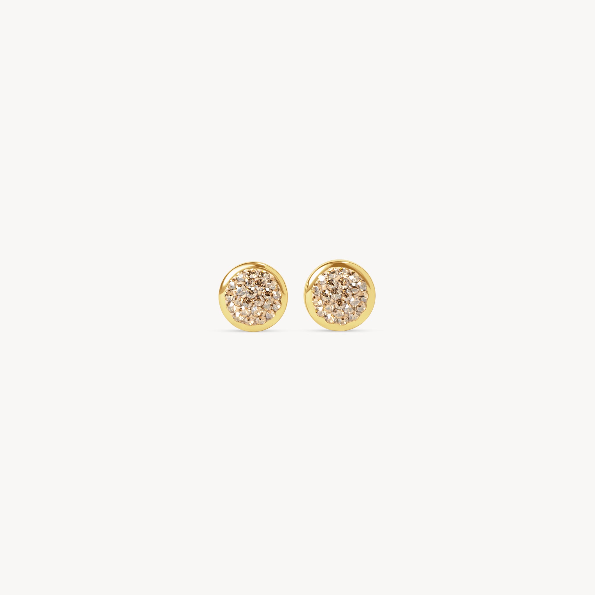 Soft Gold Sparkle Bezel Stud Earrings