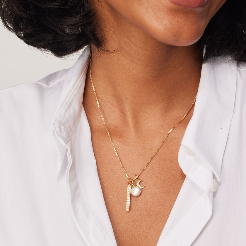 Lunar Pavé Charm on model