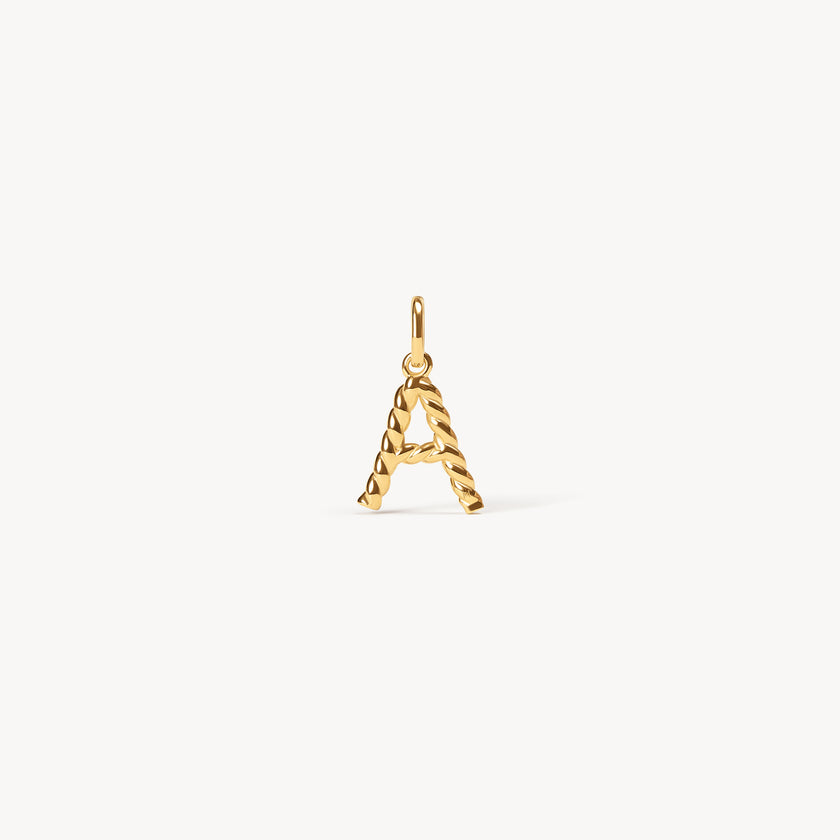 Gold Braided Letter Charm A