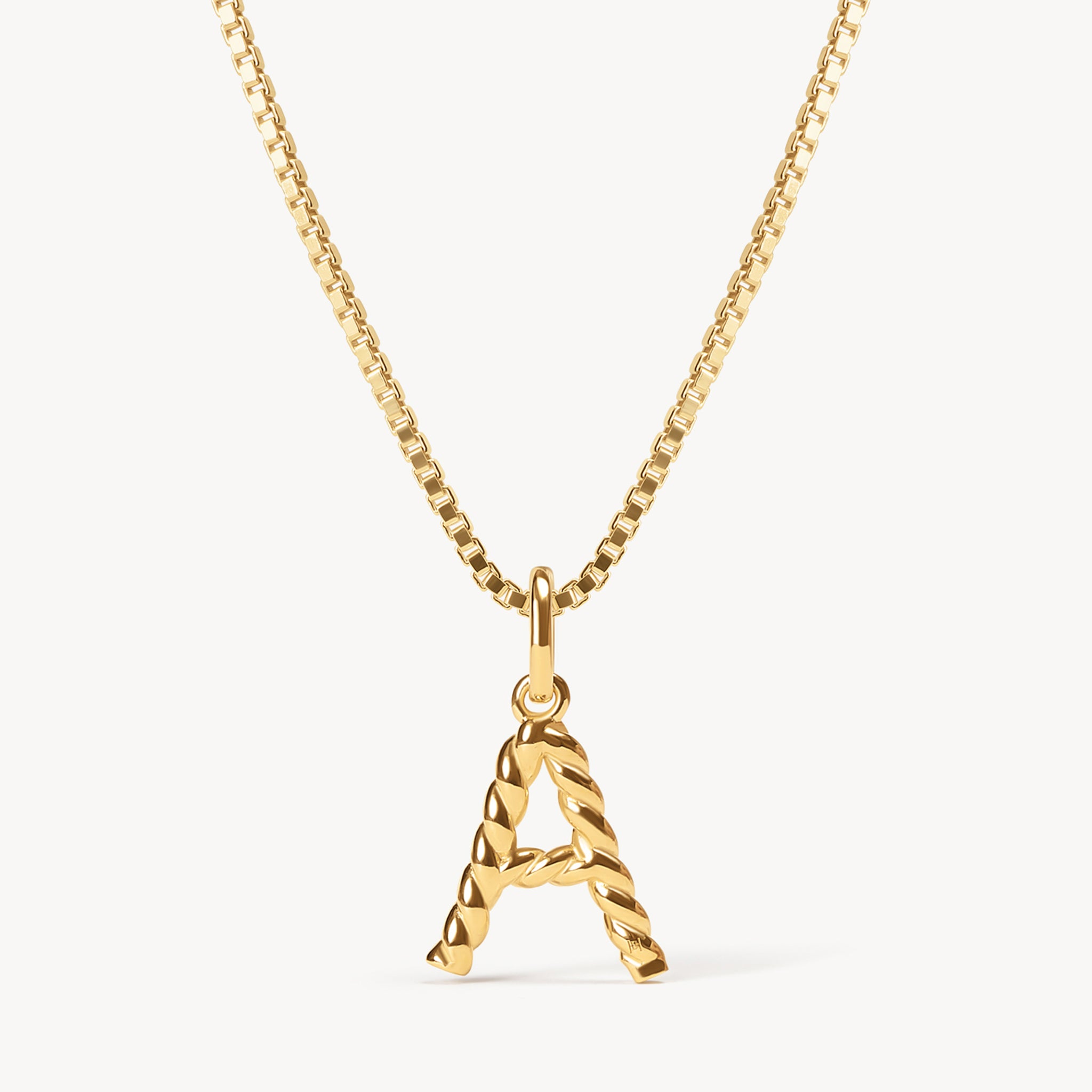 Gold A Braided Letter Necklace