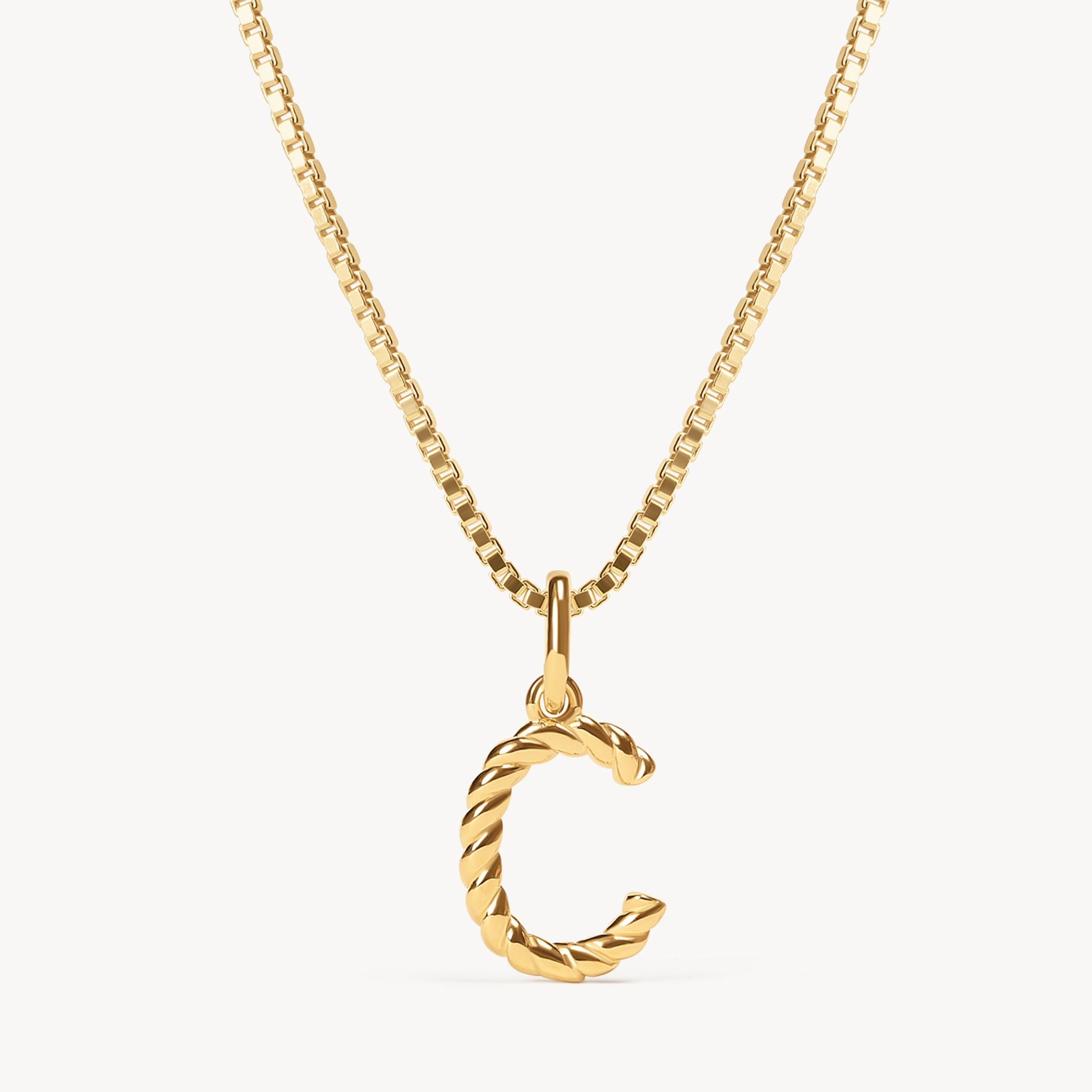 Gold C Braided Letter Necklace