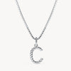Silver C Braided Letter Necklace 