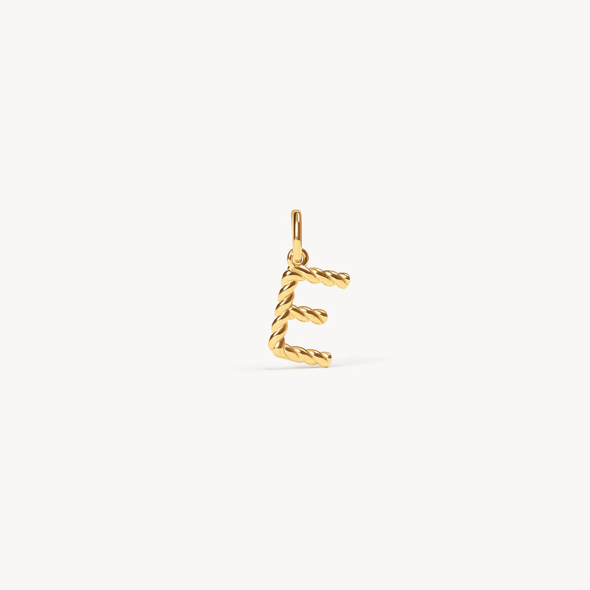 Gold Braided Letter Charm E