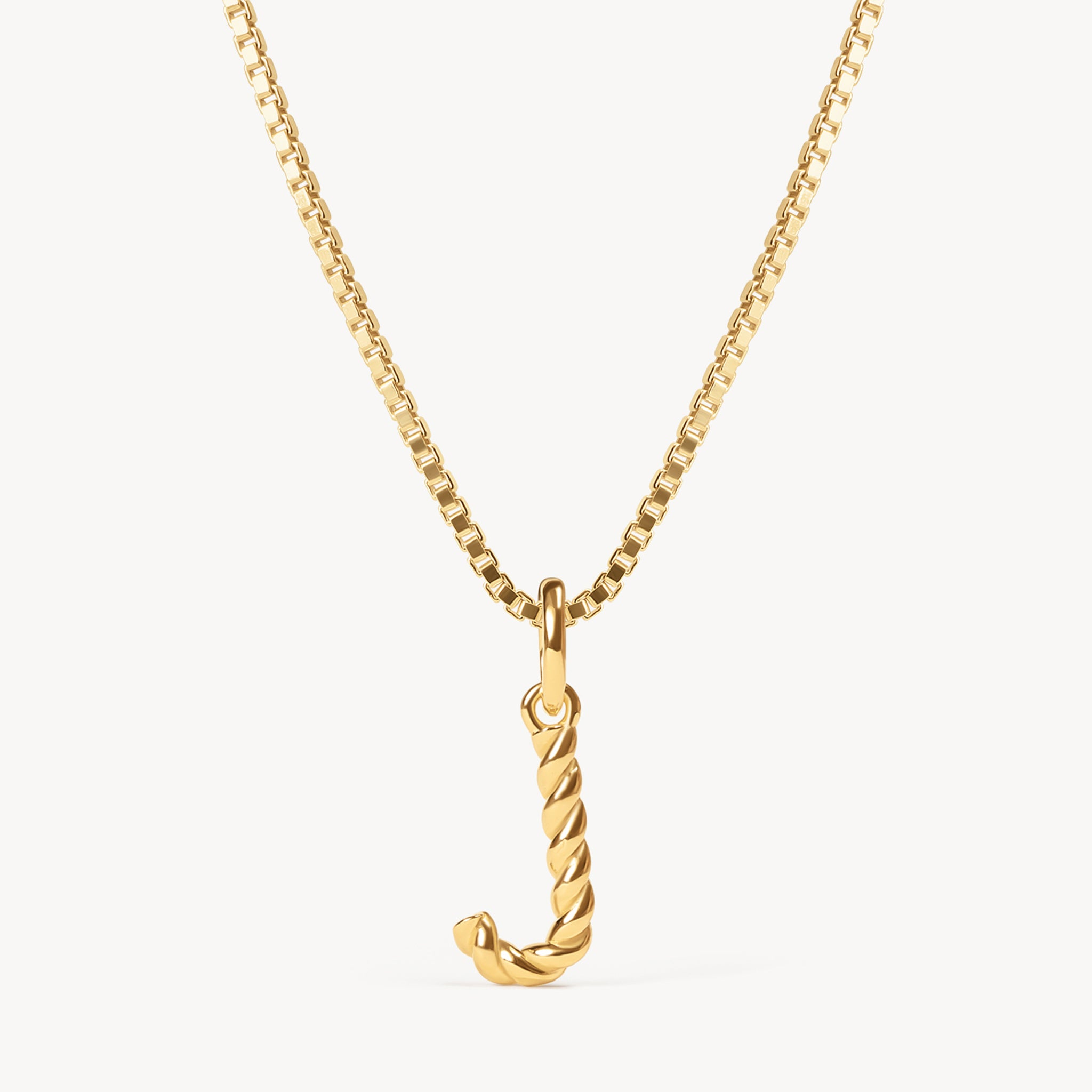 Gold J Braided Letter Necklace