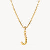 Gold J Braided Letter Necklace