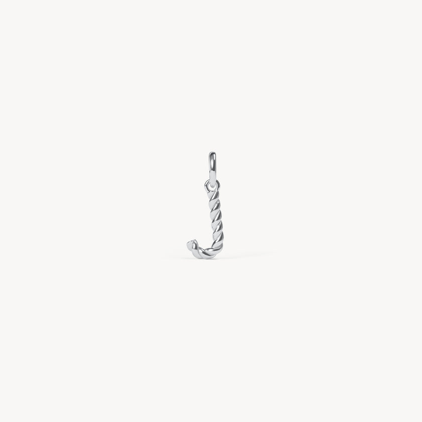 Silver Braided Letter Charm J