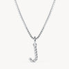 Silver J Braided Letter Necklace