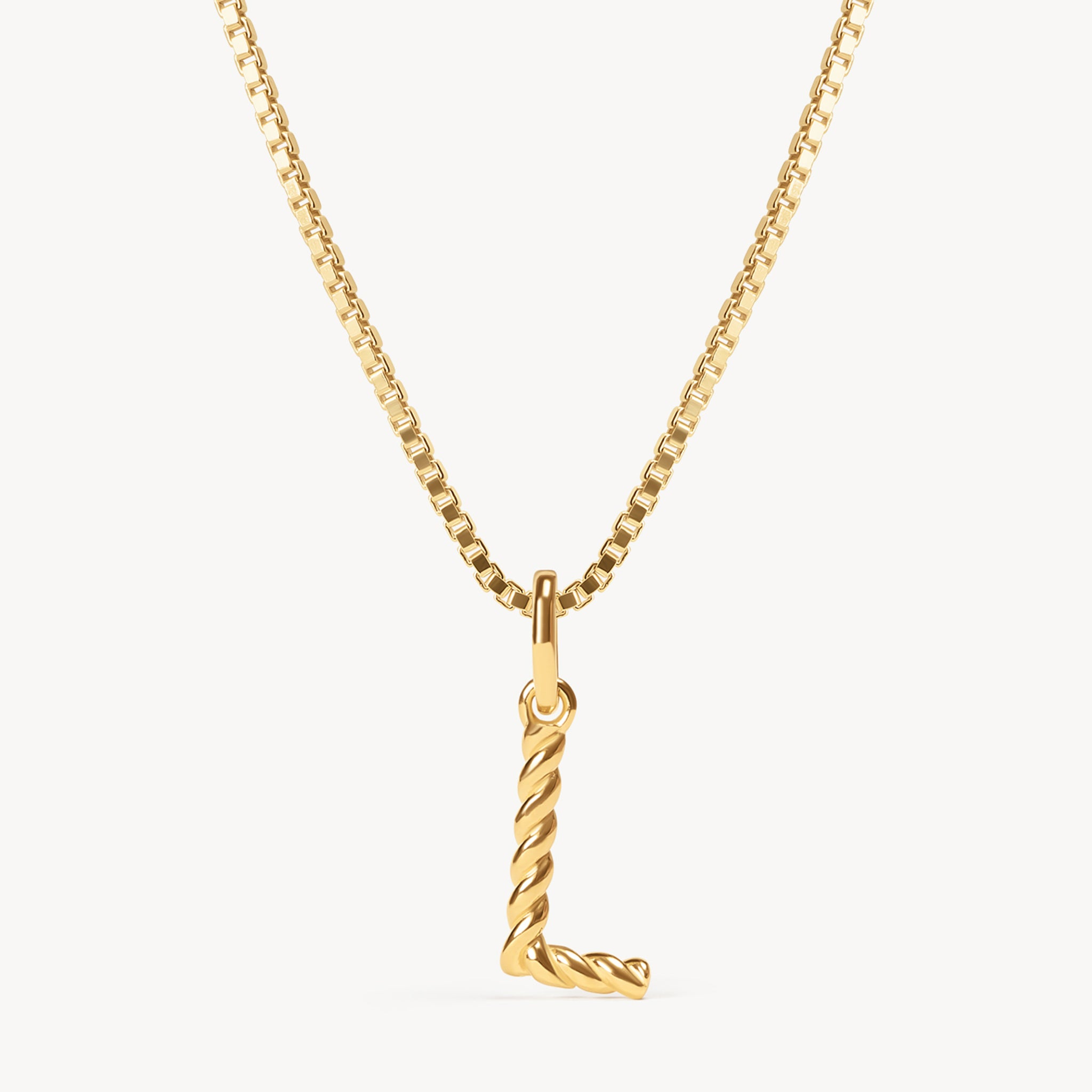 Gold L Braided Letter Necklace