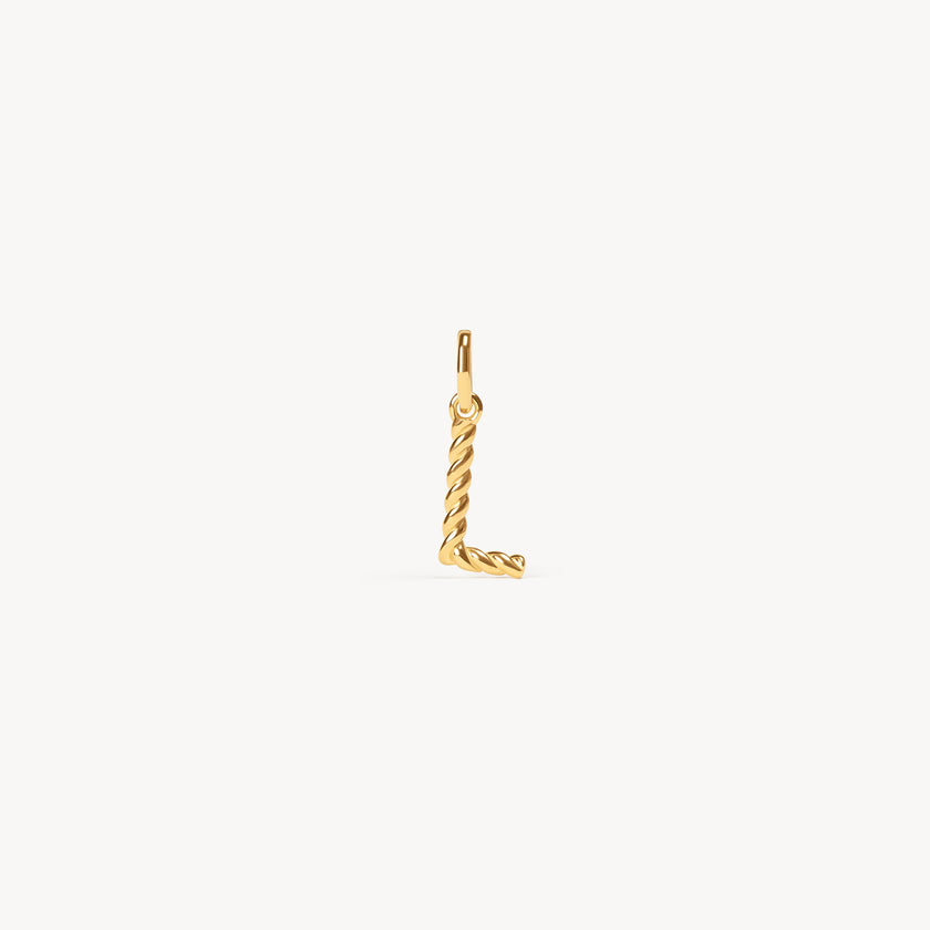 Gold Braided Letter Charm L