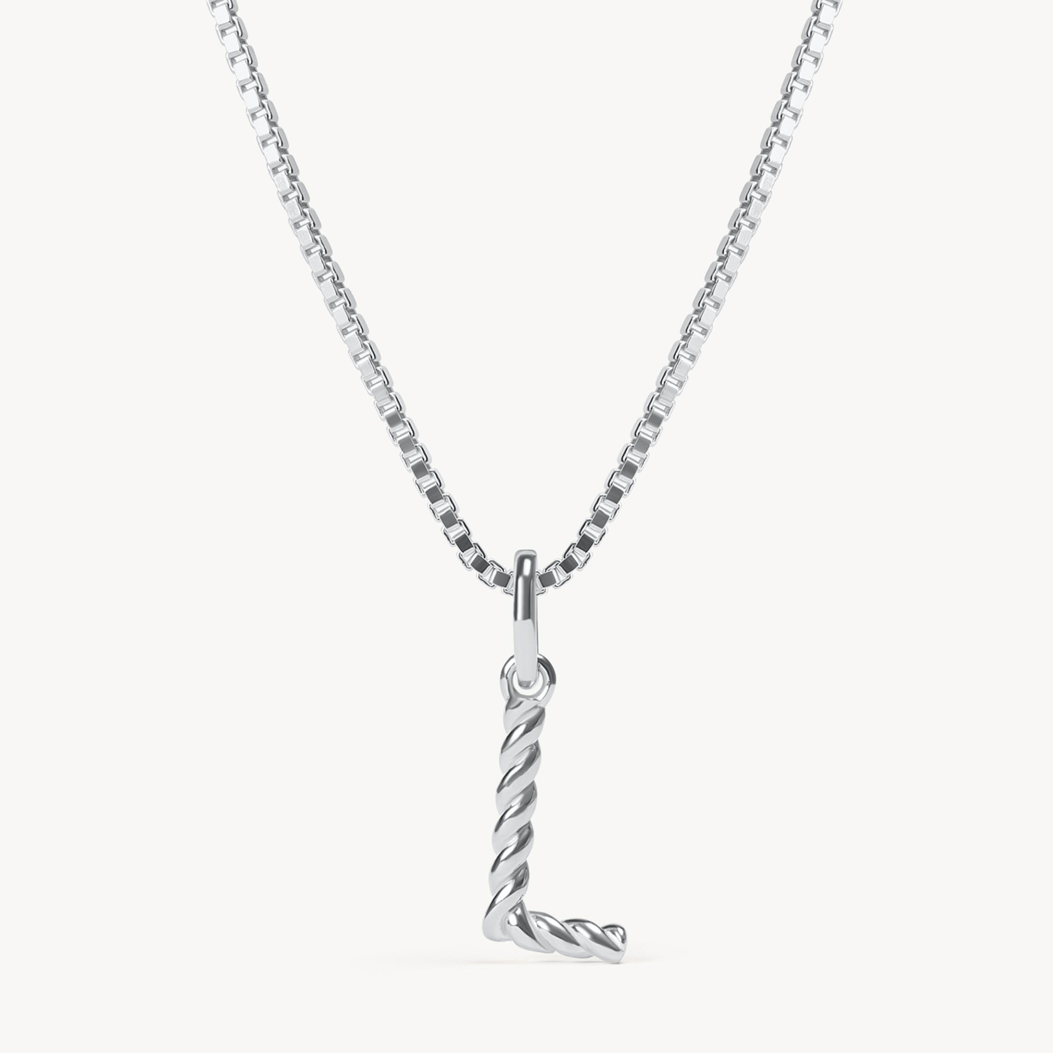 Silver L Braided Letter Necklace