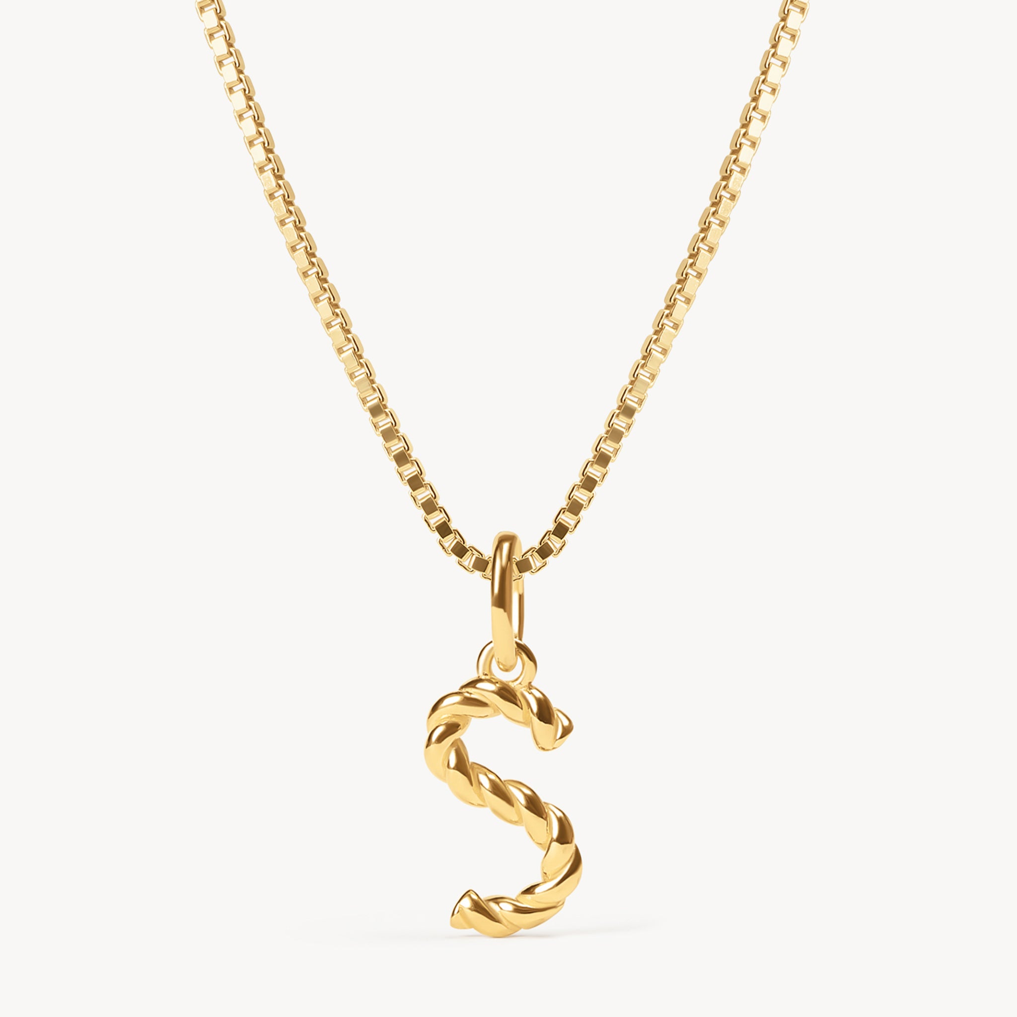 Gold S Braided Letter Necklace