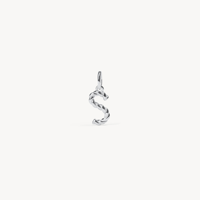 Silver Braided Letter Charm S