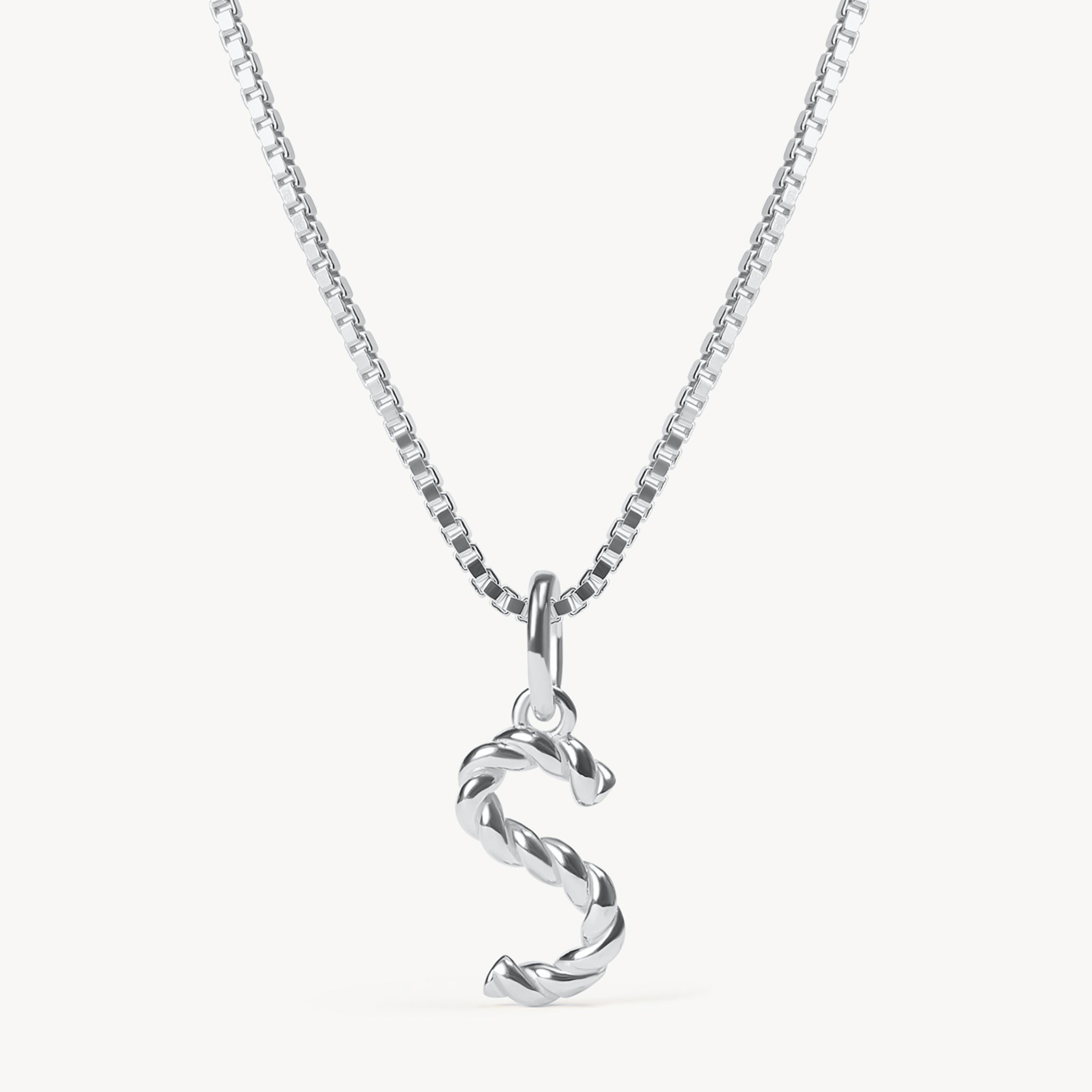 Silver S Braided Letter Necklace