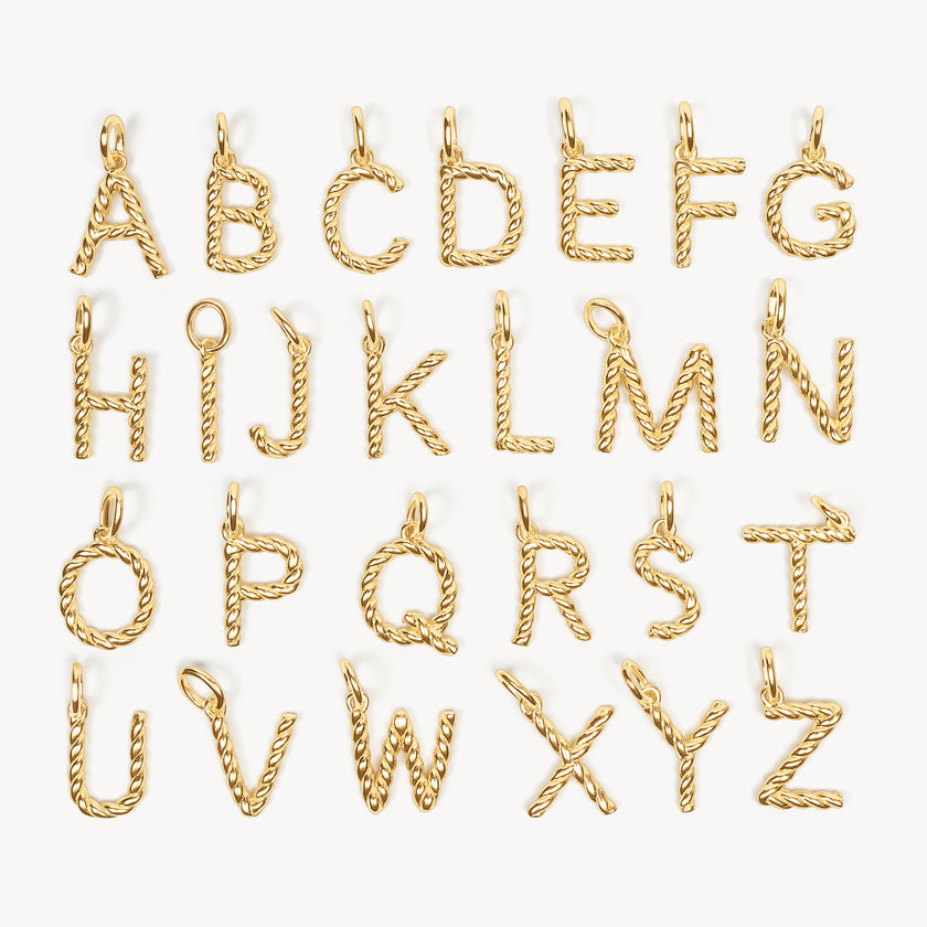 Gold Braided Letter Charm