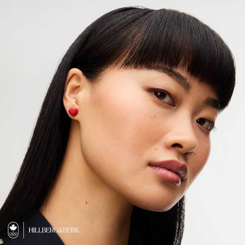 Team Canada Sparkle Heart Stud Earrings