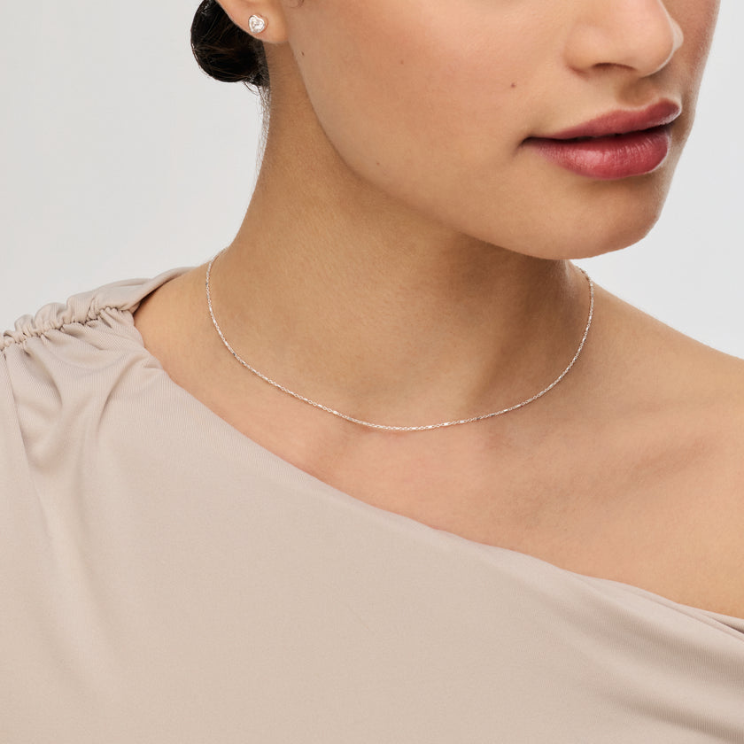 Celestial Chain Necklace in Silver on model