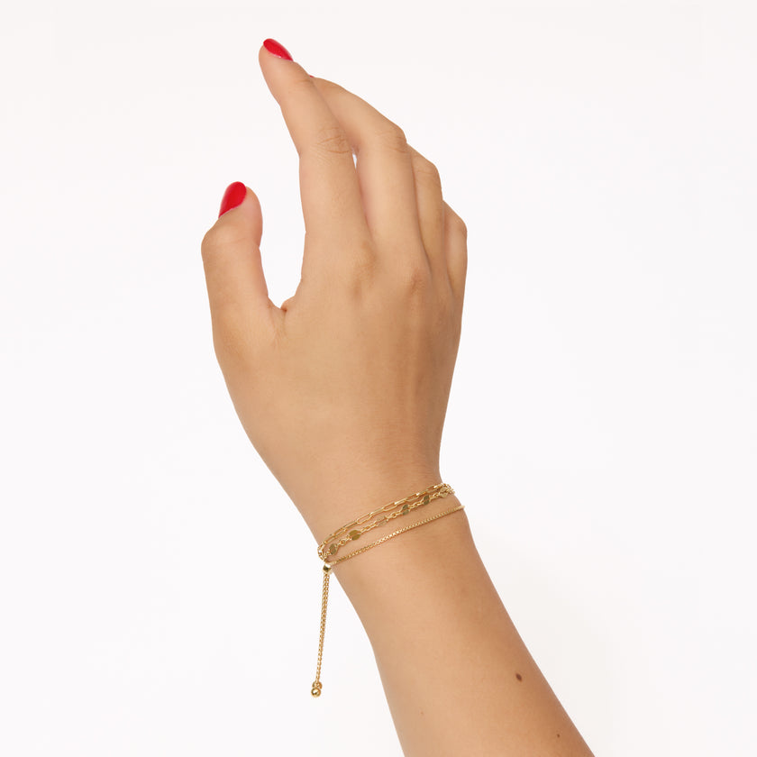 High End Women's Stainless Steel Zirconia Pave Link Chain Bracelet 18K Gold Plat