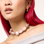 Rose Quartz Statement Necklace on model