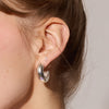 Chunky Statement Hoop Earrings Silver on model