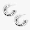 Silver Chunky Statement Hoop Earrings laying flat