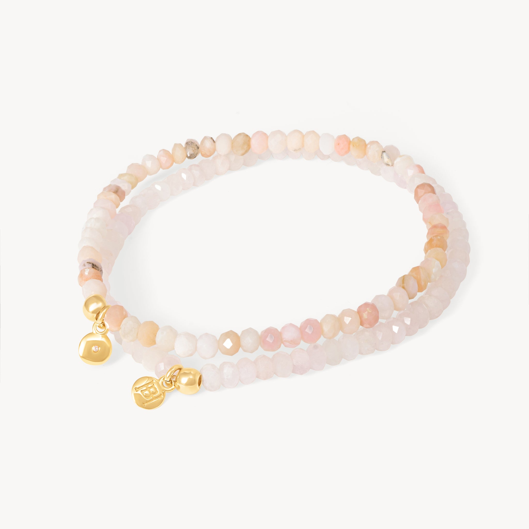 Pink Opal Coastal Gemstone Bracelet Set