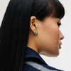 Astral & Black Sparkle Reversible Hoop Earrings on model