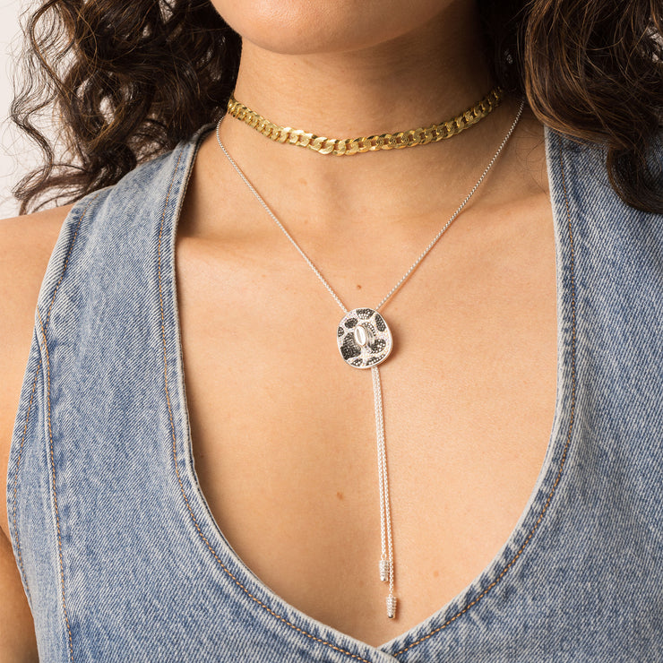 Sparkle Bolo Tie on model